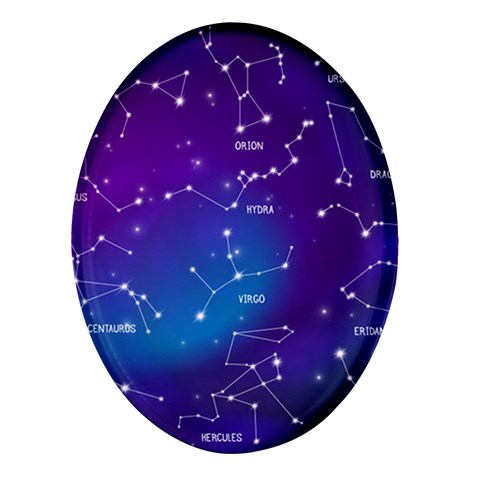 Realistic Night Sky With Constellations Oval Glass Fridge Magnet (4 pack) from ArtsNow.com Front
