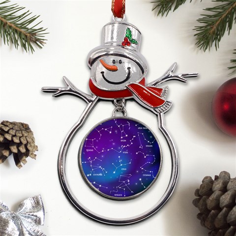 Realistic Night Sky With Constellations Metal Snowman Ornament from ArtsNow.com Front