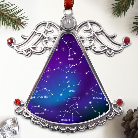 Realistic Night Sky With Constellations Metal Angel with Crystal Ornament from ArtsNow.com Front