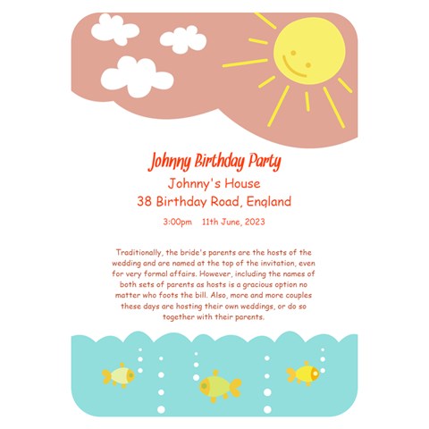 Birthday Card Invitation Card 5  x 7  (Rounded) from ArtsNow.com Back