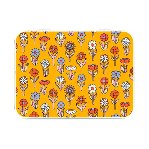 groovy background. simple blooming flowers in 1970s psychedelic hippie style. Flip Top Metal Box (Silver)   from ArtsNow.com Front