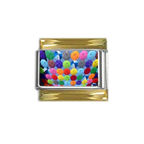 Umbrella Gold Trim Italian Charm (9mm) from ArtsNow.com Front