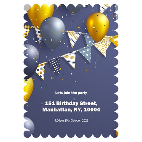 birthday Invitation Card 5  x 7  (Scallop) from ArtsNow.com Back