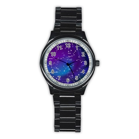 Realistic Night Sky With Constellations Stainless Steel Round Watch from ArtsNow.com Front