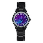 Realistic Night Sky With Constellations Stainless Steel Round Watch