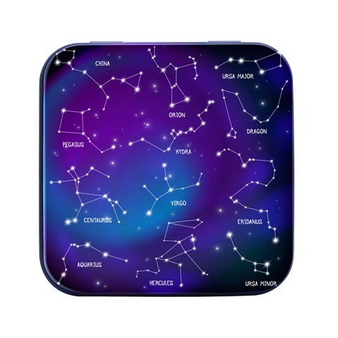 Realistic Night Sky With Constellations Square Metal Box (Black) from ArtsNow.com Front