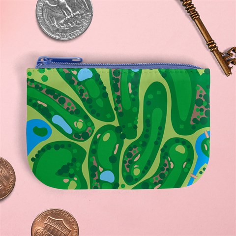 Golf Course Par Golf Course Green Mini Coin Purse from ArtsNow.com Front
