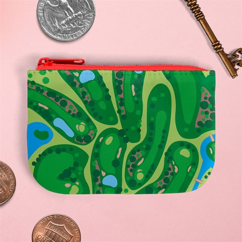 Golf Course Par Golf Course Green Mini Coin Purse from ArtsNow.com Front