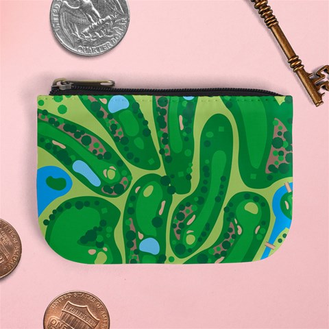 Golf Course Par Golf Course Green Mini Coin Purse from ArtsNow.com Front