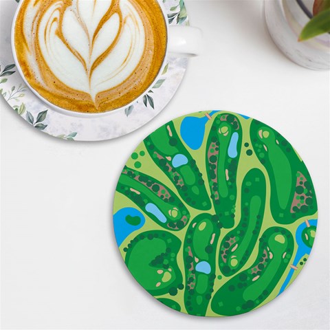 Golf Course Par Golf Course Green UV Print Round Tile Coaster from ArtsNow.com Front