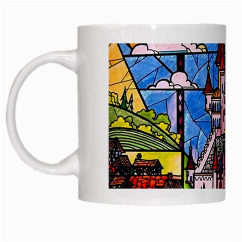 Beauty Stained Glass Castle Building White Mug from ArtsNow.com Left
