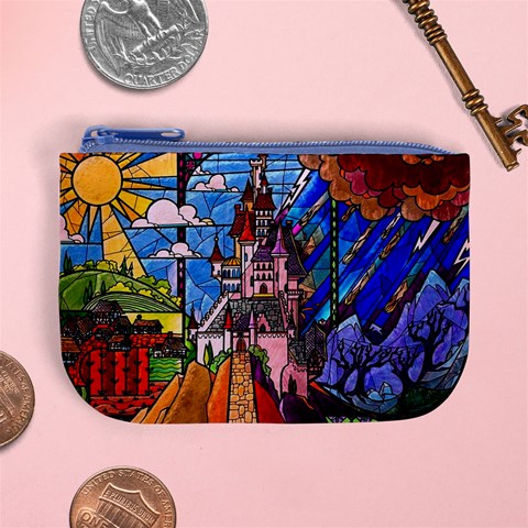 Beauty Stained Glass Castle Building Mini Coin Purse from ArtsNow.com Front
