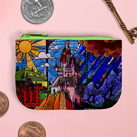 Beauty Stained Glass Castle Building Mini Coin Purse from ArtsNow.com Front
