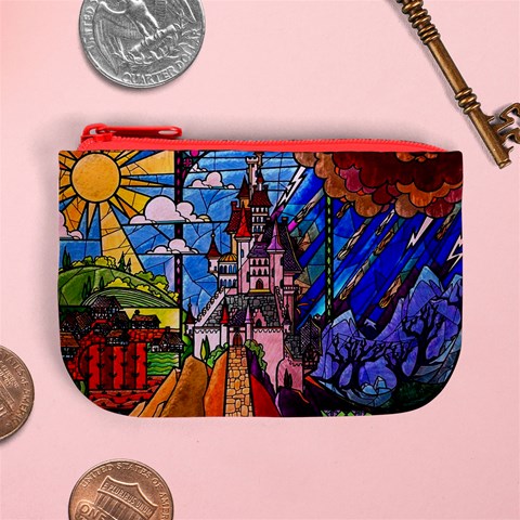 Beauty Stained Glass Castle Building Mini Coin Purse from ArtsNow.com Front