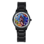 Beauty Stained Glass Castle Building Stainless Steel Round Watch