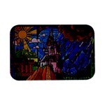 Beauty Stained Glass Castle Building Open Lid Metal Box (Silver)  