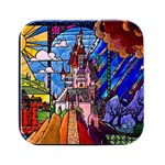 Beauty Stained Glass Castle Building Square Metal Box (Black)