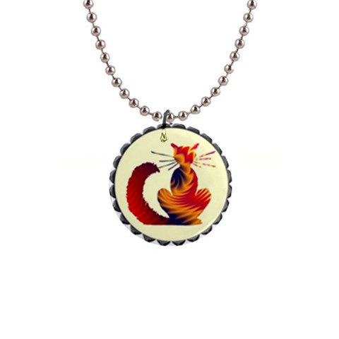 Sitting cat 1  Button Necklace from ArtsNow.com Front