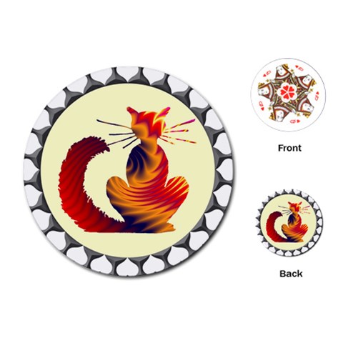 Sitting cat Playing Cards (Round) from ArtsNow.com Front