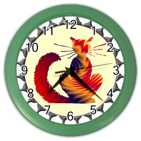 Sitting cat Color Wall Clock from ArtsNow.com Front