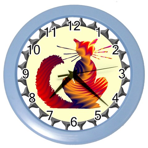 Sitting cat Color Wall Clock from ArtsNow.com Front