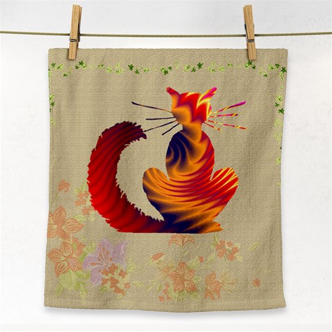 Sitting cat Face Towel from ArtsNow.com Front