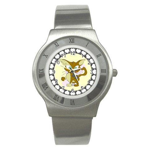 Cute cat Stainless Steel Watch from ArtsNow.com Front