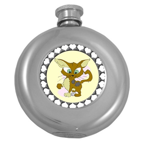 Cute cat Hip Flask (5 oz) from ArtsNow.com Front