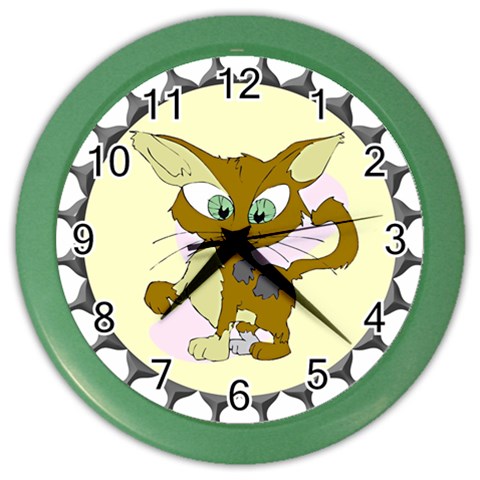 Cute cat Color Wall Clock from ArtsNow.com Front