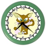 Cute cat Color Wall Clock