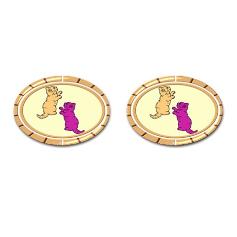 Cute Kittens Cufflinks (Oval) from ArtsNow.com Front(Pair)