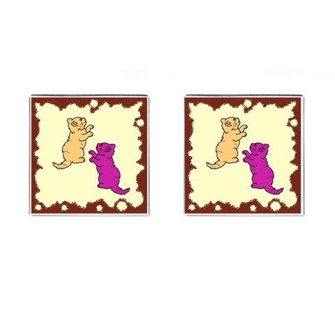 Cute Kittens Cufflinks (Square) from ArtsNow.com Front(Pair)