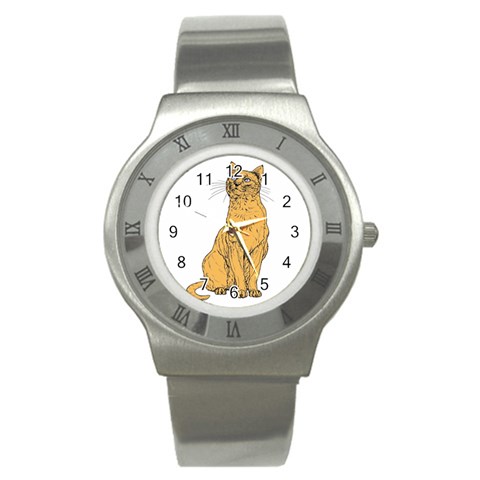Sitting cat 2 Stainless Steel Watch from ArtsNow.com Front