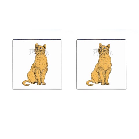 Sitting cat 2 Cufflinks (Square) from ArtsNow.com Front(Pair)