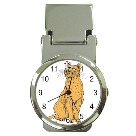 Sitting cat 2 Money Clip Watch from ArtsNow.com Front