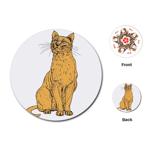 Sitting cat 2 Playing Cards (Round) from ArtsNow.com Front