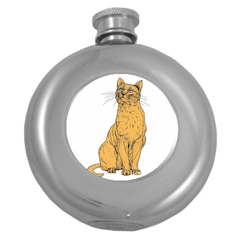Sitting cat 2 Hip Flask (5 oz) from ArtsNow.com Front