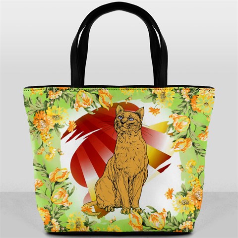Sitting cat 2 Bucket Bag from ArtsNow.com Front