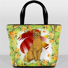 Sitting cat 2 Bucket Bag from ArtsNow.com Front