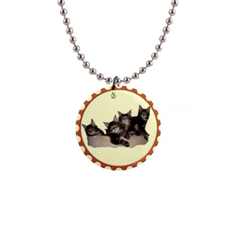 Maine coone kittens 1  Button Necklace from ArtsNow.com Front