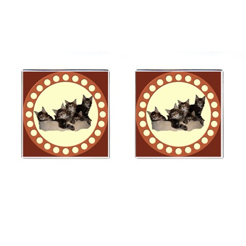 Maine coone kittens Cufflinks (Square) from ArtsNow.com Front(Pair)