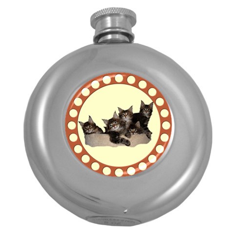 Maine coone kittens Hip Flask (5 oz) from ArtsNow.com Front
