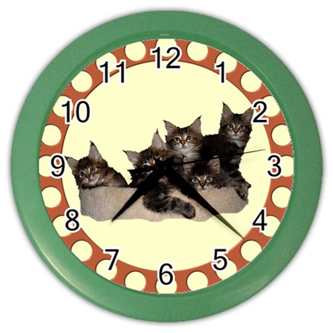 Maine coone kittens Color Wall Clock from ArtsNow.com Front
