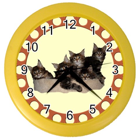 Maine coone kittens Color Wall Clock from ArtsNow.com Front