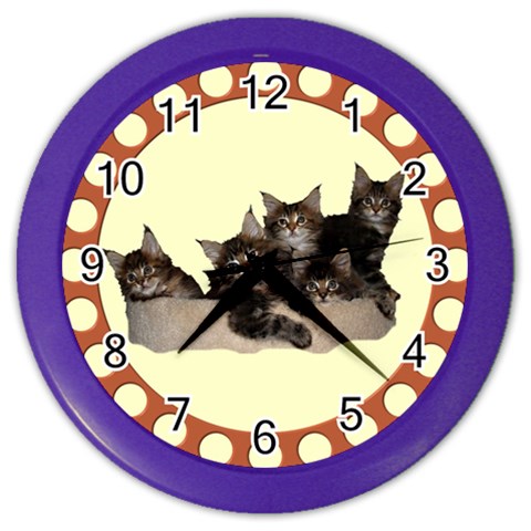 Maine coone kittens Color Wall Clock from ArtsNow.com Front