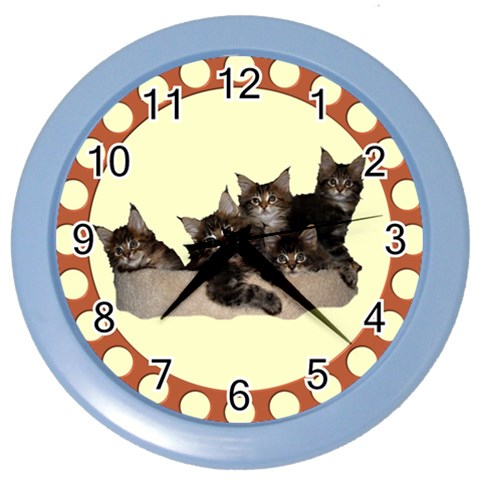 Maine coone kittens Color Wall Clock from ArtsNow.com Front