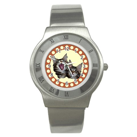 Yawning kitten Stainless Steel Watch from ArtsNow.com Front