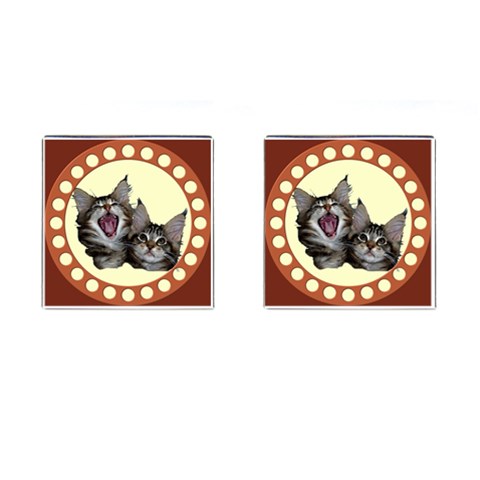 Yawning kitten Cufflinks (Square) from ArtsNow.com Front(Pair)