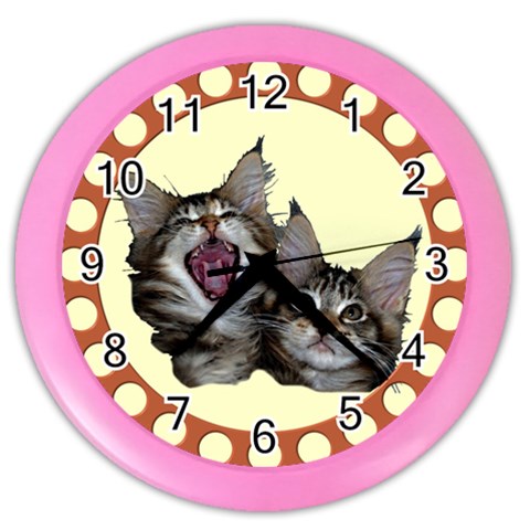 Yawning kitten Color Wall Clock from ArtsNow.com Front