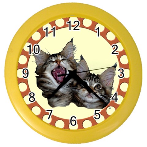 Yawning kitten Color Wall Clock from ArtsNow.com Front